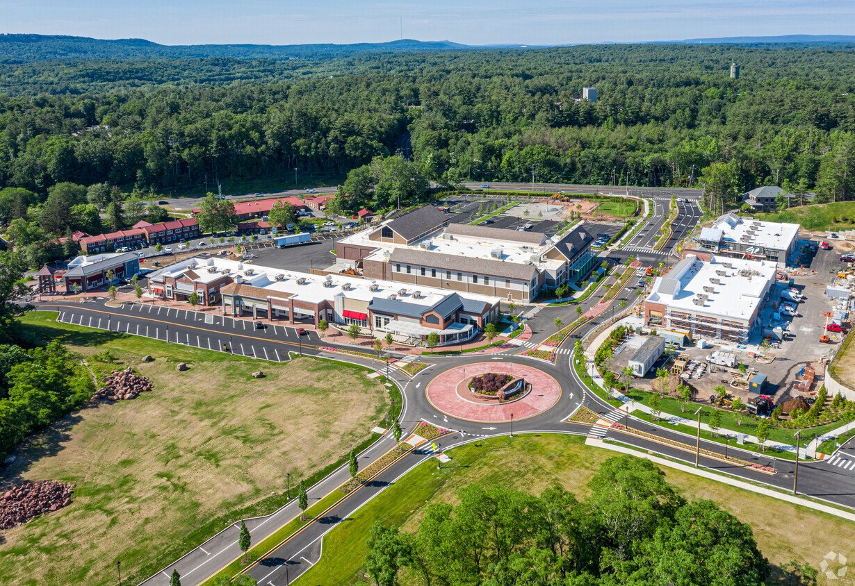 avon village center aerial view of roundabout